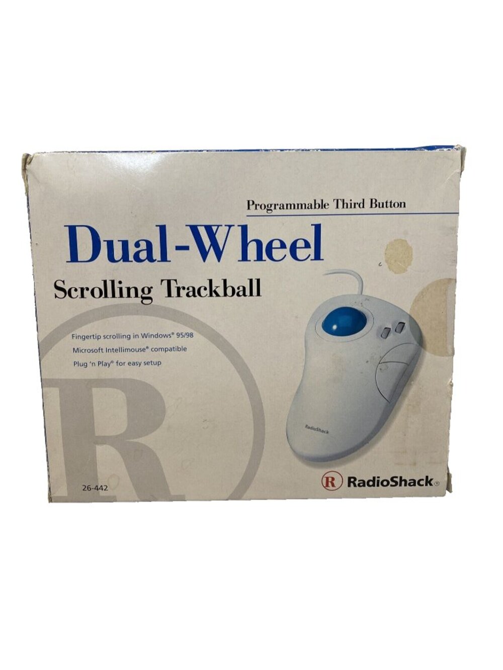 Radio Shack Trackmaster Trackball Mouse Dual Wheel 3 Button PS/2 Programmable